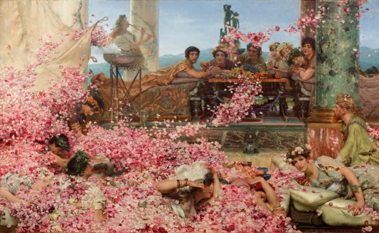 kate wojtczak: Lawrence Alma-Tadema, The Roses of Heliogabalus, ca. 1888. Wikimedia Commons.
