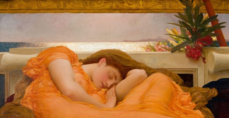 Flaming June: Frederic Leighton, Flaming June, 1895, Museo de Arte de Ponce, Ponce, Puerto Rico. Detail.
