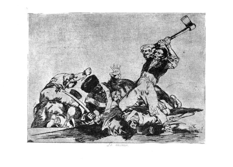 goya disasters of war: Francisco Goya, The Same, plate 3 from The Disasters of War, 1810s. WikiArt.
