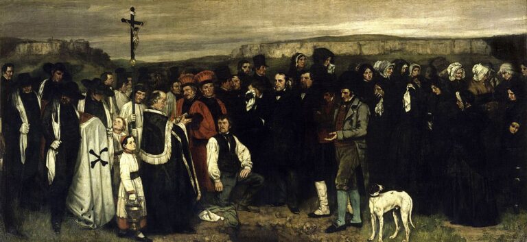 burial at ornans courbet: Gustave Courbet, A Burial at Ornans, 1850, Musee d’Orsay, Paris, France.
