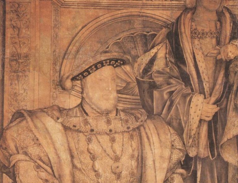 Portrait of Henry VIII: Hans Holbein the Younger, Henry VIII and Henry VII, circa 1536 – 1537, preparatory cartoon, National Portrait Gallery, London, UK.
