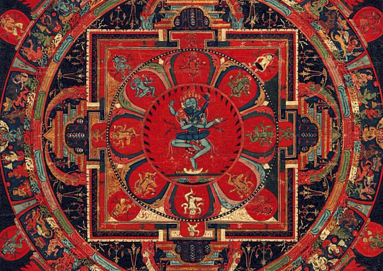 mandala: Hevajra Mandala, detail, distemper on cloth, 15th century, Tibet, Metropolitan Museum of Art, New York, USA.
