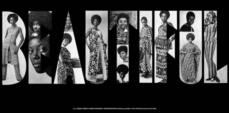 Kwame Brathwaite: Kwame Brathwaite. Black Is Beautiful poster, with portraits of Brathwaite’s wife, Sikolo, and their daughter, Ndola, pictured in the K, ca. 1970. Designed by Bob Gumbs. Courtesy of the artist and Philip Martin Gallery, Los Angeles.
