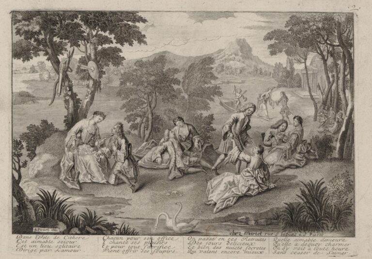 'love island' art special: Claude Duflos, after Bernard Picart, c.1708,  L’Isle de Cithère, source: gallica.bnf.fr
