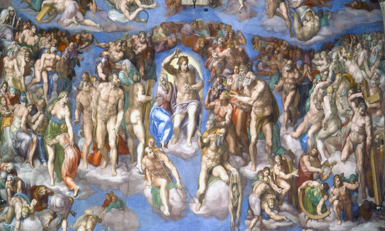 The Last Judgement: Michelangelo, The Last Judgement, ca. 1536-1541, Sistine Chapel, Vatican. Central panel detail.
