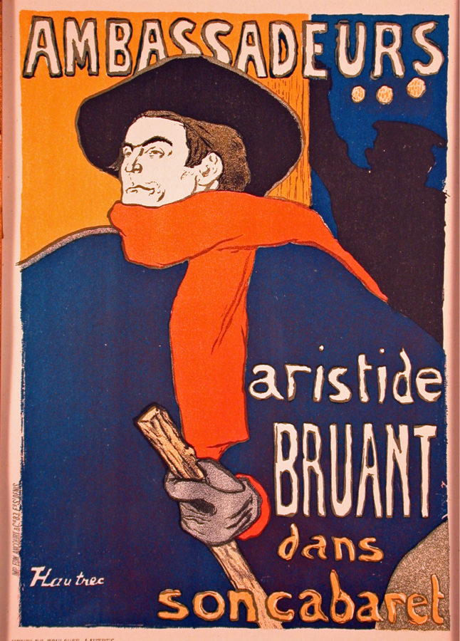 aristide bruant: Henri de Toulouse-Lautrec, Ambassadeurs, 1892. Wikimedia Commons (public domain).
