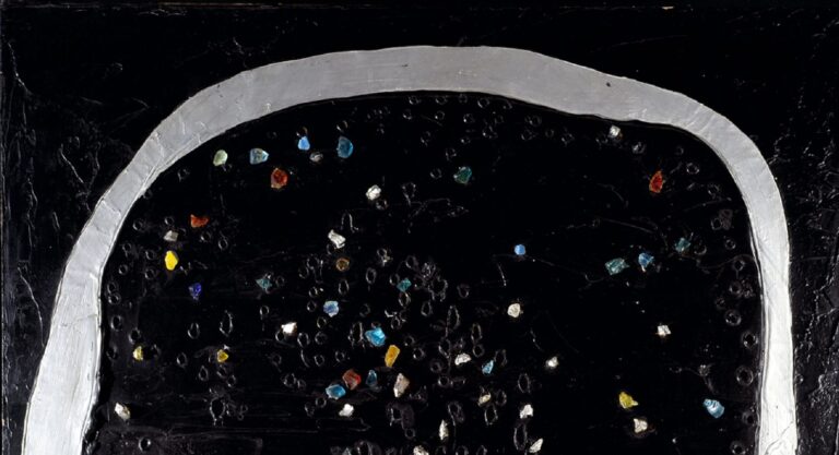 lucio fontana and venice: Lucio Fontana, Concetto spaziale, la Luna a Venezia (Spatial Concept, Moon in Venice), 1961, Collezione Intesa Sanpaolo, Gallerie d’Italia, Milan, Italy. Detail.
