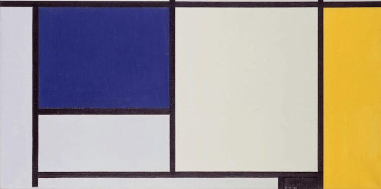 how to Read Piet Mondrian: Piet Mondrian, Composition in Blue, White and Yellow, 1927, Denver Art Museum, Denver, CO, USA. Wikimedia Commons (public domain). Detail.
