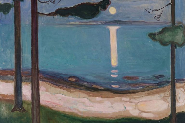 Full Moon in art: Edvard Munch, Moonlight, 1895, National Museum of Art, Architecture and Design, Oslo, Norway. Detail.
