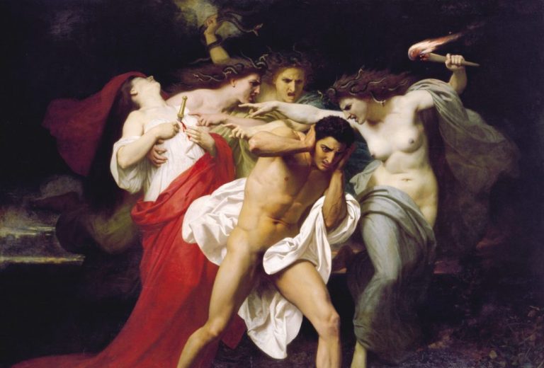 oresteia in paintings: Adolphe William Bouguereau, Orestes Pursued by the Furies, 1862, Chrysler Museum, Norfolk, VA, USA. Detail.

