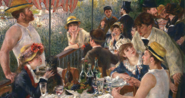 Vacation Art History: Pierre-Auguste Renoir, Luncheon of the Boating Party, 1881, The Phillips Collection, Washington, DC, USA. Detail.
