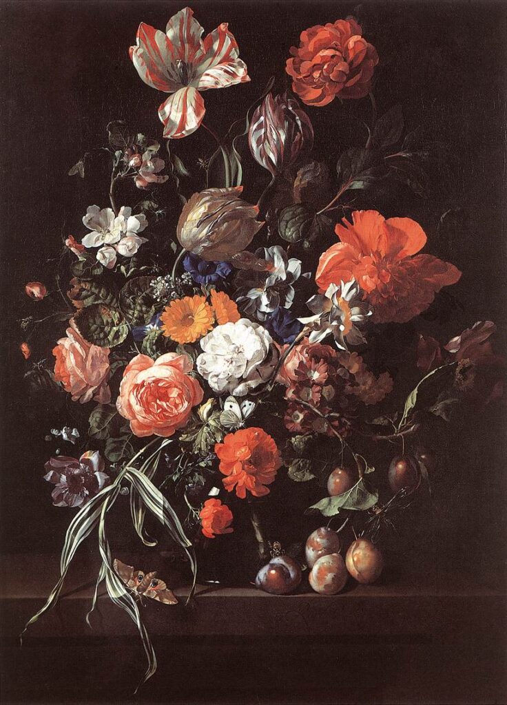 Royal Museums of Fine Arts of Belgium Collection Highlights: Rachel Ruysch, Still-Life with Bouquet of Flowers and Plums, 1704, Royal Museums of Fine Arts of Belgium, Brussels, Belgium.