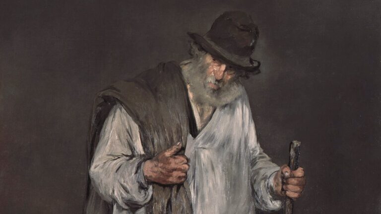 Manet: Three Paintings: Édouard Manet, The Ragpicker (detail), 1867–71, possibly reworked in 1876–77. Oil on canvas, 76 3/4 x 51 1/2 inches. The Norton Simon Foundation, Pasadena, California.
