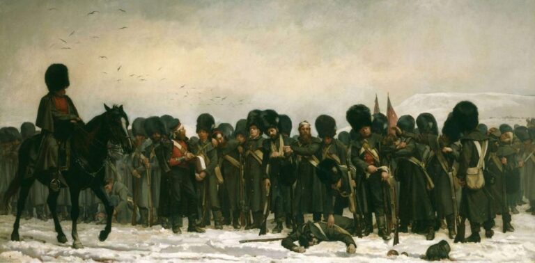Elizabeth Thompson: Elizabeth Thompson, The Roll Call (Calling the Roll after Engagement in Crimea), 1874, Royal Collection Trust, London, UK.
