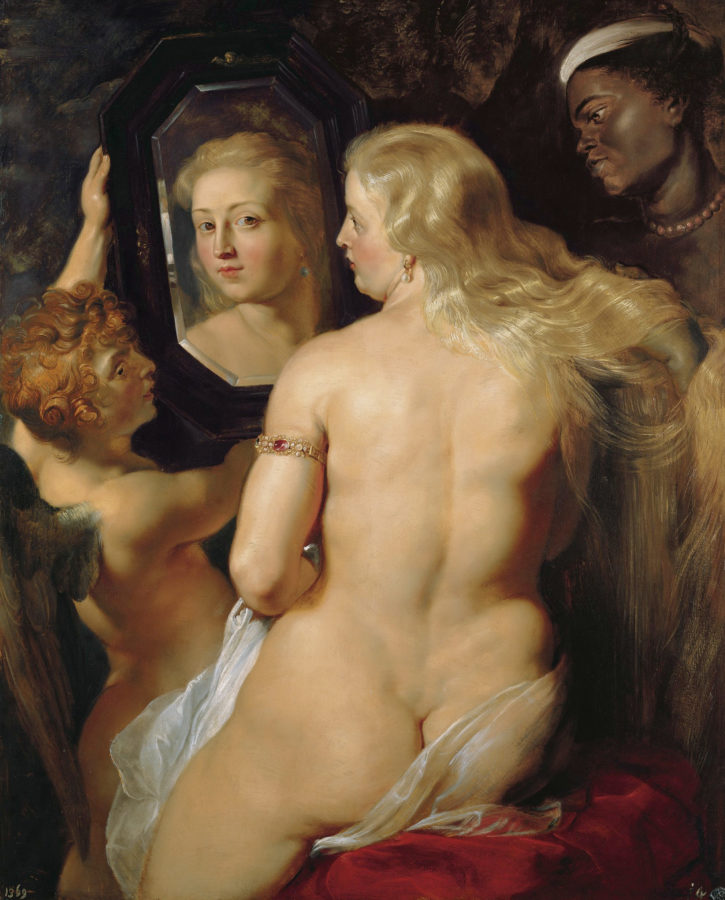 female body in art: Peter Paul Rubens, Venus in Front of the Mirror, c. 1614–1615, Gartenpalais Liechtenstein, Vienna, Austria.
