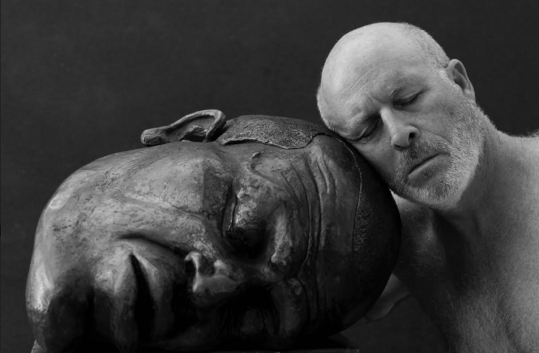 George floyd sculpture: Dan Reisner and his sculpture of George Floyd. Photograph: Ron Kedmi.
