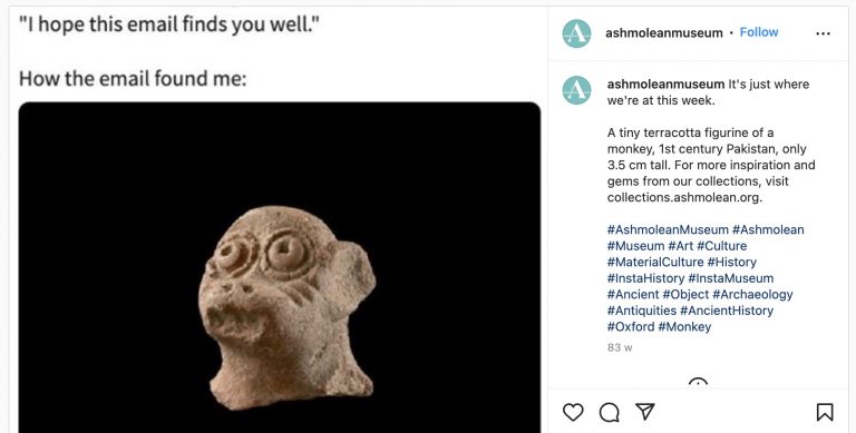 best museum instagram accounts: Ashmolean Museum Instagram account.
