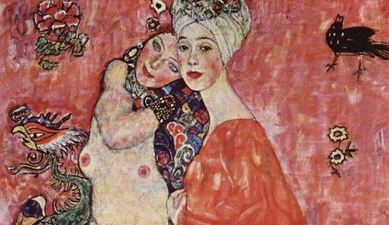lesbian art: Gustav Klimt, The Women Friends, 1917, destroyed. WikiArt. Detail.
