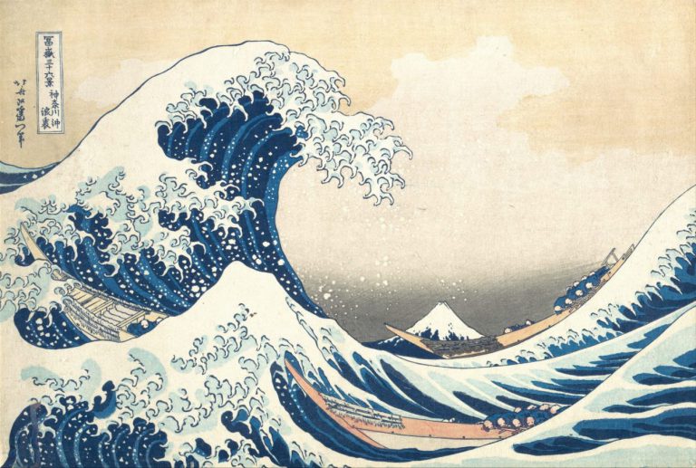 Print Series: Katsushika Hokusai, Under the Wave off Kanagawa (Kanagawa oki nami ura), also known as The Great Wave, 1831, Metropolitan Museum of Art, New York, NY, USA.
