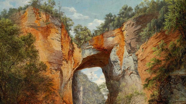 Natural Bridge: David Johnson, Natural Bridge, Virginia, 1860, Virginia Museum of Fine Arts, Richmond, VA, USA. Detail.
