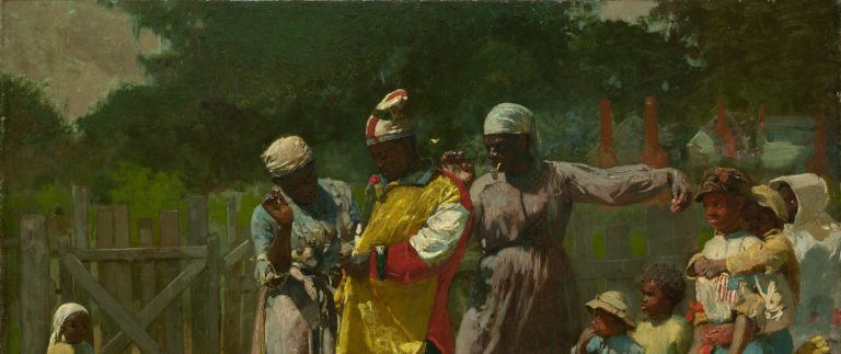 Carnival in Art: Winslow Homer, Dressing for the Carnival, 1877, The Metropolitan Museum of Art, New York, NY, USA. Detail.
