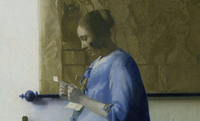 Johannes Vermeer, Woman Reading a Letter: Johannes Vermeer, Woman Reading a Letter, 1663–1664, Rijksmuseum, detail
