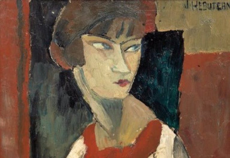 Jeanne Hébuterne: Amedeo Modigliani, Jeune fille rousse Jeanne Hébuterne, 1918, private collection of Jonas Netter. Detail.
