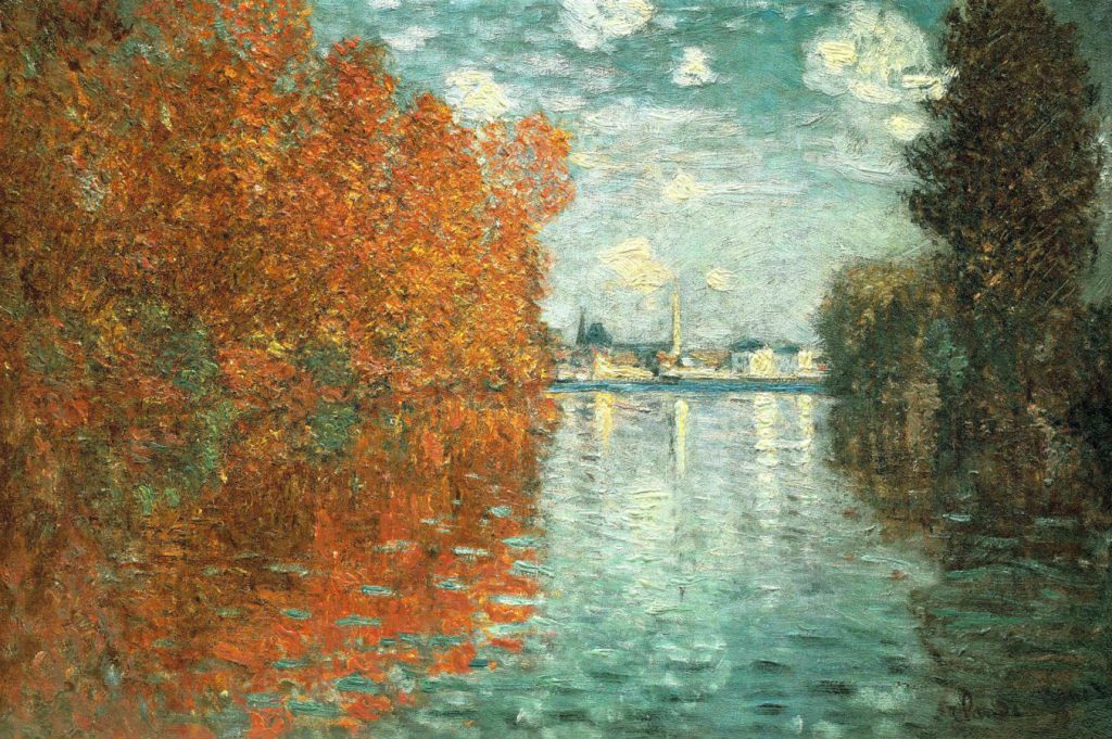 Autumn paintings: Claude Monet, Autumn Effects at Argenteuil, 1873, Courtauld Gallery, Courtauld Institute of Art, London, UK.

