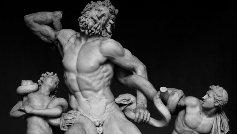 greek sculptures: Laocoön and His Sons, also known as the Laocoön Group. Marble, copy after a Hellenistic original from ca. 200 BCE. Found in the Baths of Trajan, 1506, Vatican Museums, Vatican.
