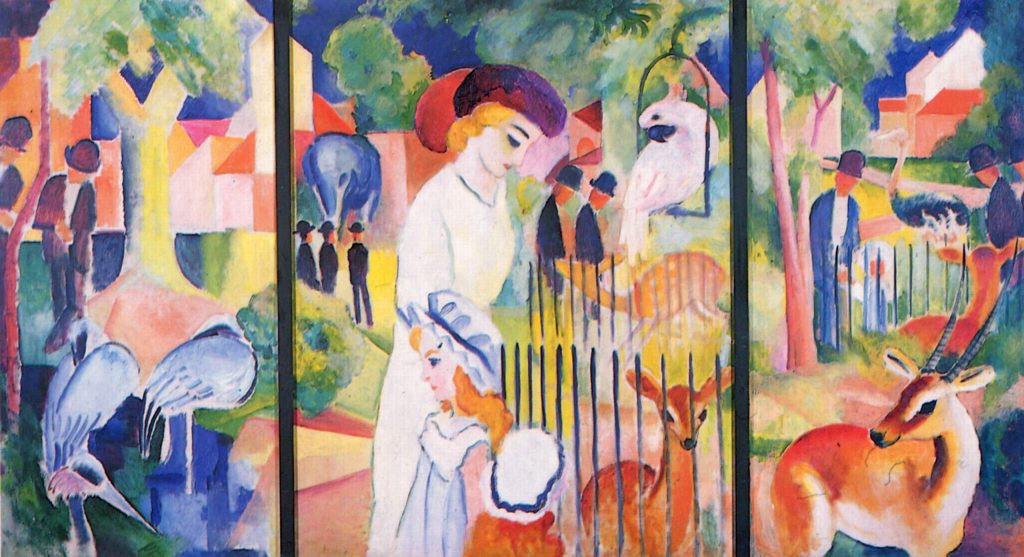 August Macke, Big Zoo, Triptych, 1913, Museum Ostwall, Dortmund, Germany.