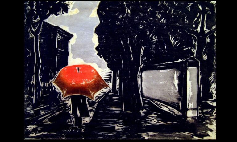 Oswaldo Goeldi: Oswaldo Goeldi, Rain, 1957, Maurício Fleury Buck Collection. Detail.
