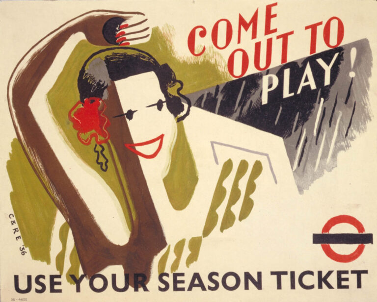 Rosemary Ellis: Clifford and Rosemary Ellis, Come Out To Play, 1936, poster for London Passenger Transport Board, London Transport Museum, UK.
