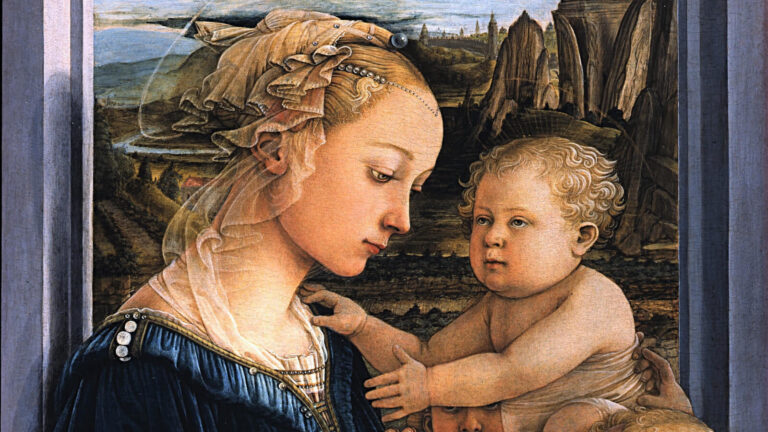 Fra Filippo Lippi Madonna: Fra Filippo Lippi, Madonna and Child with Two Angels, ca. 1460-1465, Galleria degli Uffizi, Florence, Italy. Detail.
