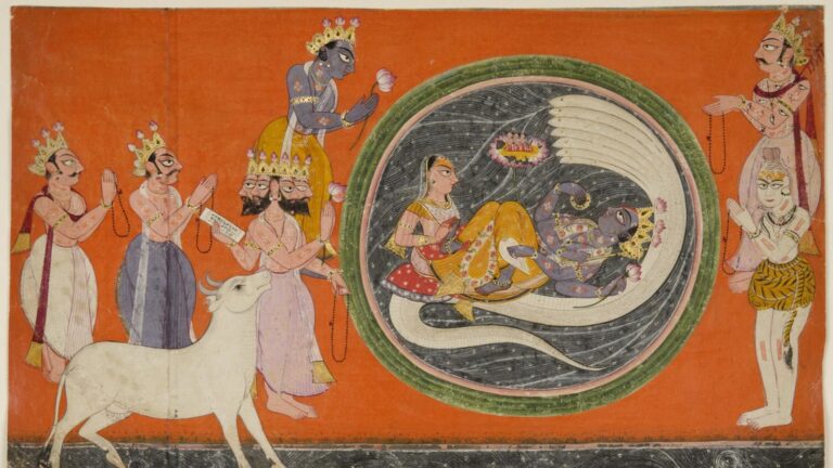 The Adoration of Cosmic Vishnu, ca. 1710 - 1725, Mankot, India, Philadelphia Museum of Art, Philadelphia, PA, USA.