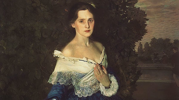 Yelizaveta Martynova: Konstantin Somov, Lady in Blue, 1897-1900, The State Tretyakov Gallery, Moscow, Russia. Detail.

