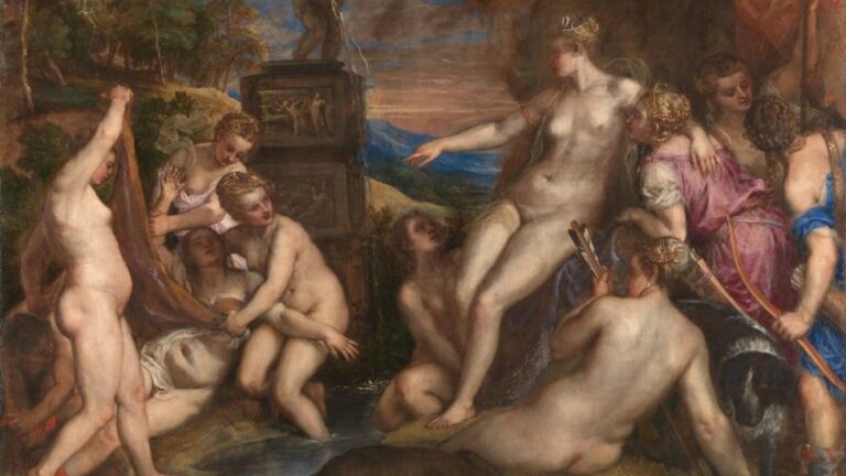 Titian's Diana and Callisto: Titian, Diana and Callisto, 1556-59,  The National Gallery, London, England. Detail.
