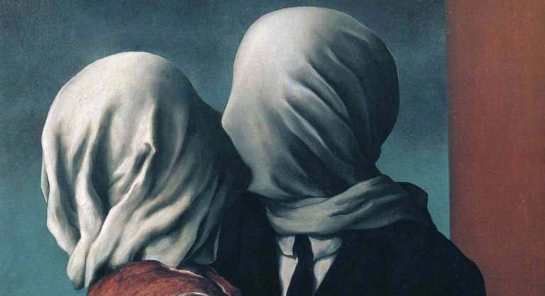 René Magritte Lovers: René Magritte, The Lovers II, 1928, Museum of Modern Art, New York, NY, USA. Detail.
