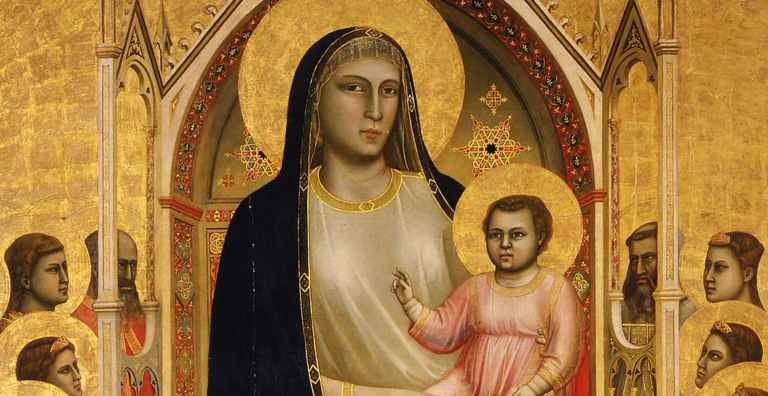 ognissanti madonna: Giotto di Bondone, Ognissanti Madonna, 1306-1310, Uffizi Gallery, Florence, Italy. Detail.
