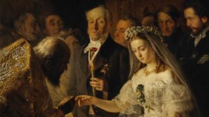 the unequal marriage: Vasili Pukirev, Unequal Marriage, 1862, Tretyakov Gallery, Moscow, Russia. Detail.
