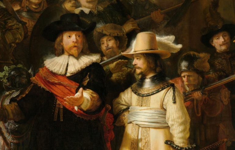 The Night Watch Rembrandt: Rembrandt van Rijn, The Night Watch, 1642, Rijksmuseum, Amsterdam, Netherlands. Detail.
