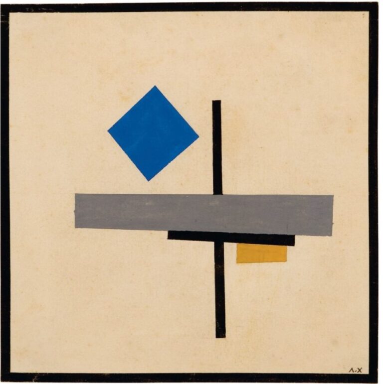 Chagall’s Artístic Battle with Malevich: Lazar Khidekel, Suprematist Composition with Blue Square, 1921, Lazar Khidekel Family Archives and Art Collection
