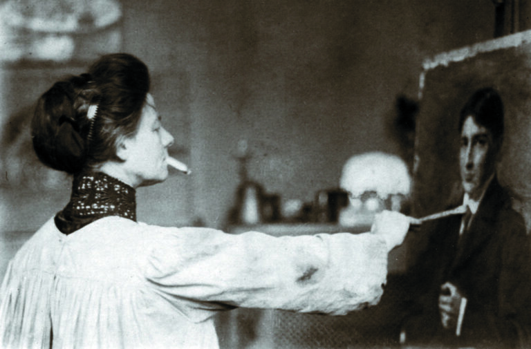 ivana kobilca slovenia: Ivana Kobilca in her studio, 1912. Revija Zarja Archives

