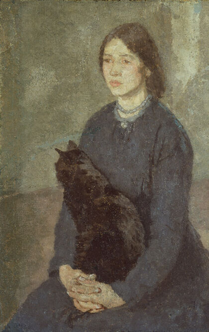 Gwen John Girl in a Blue Dress: Gwen John, Woman Holding a Black Cat, c. 1918–1922, Tate, London, UK.
