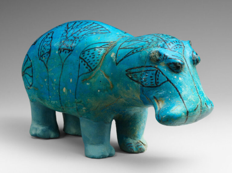 blue faience hippopotamus: Blue Faience Hippopotamus (aka William), ca. 1961-1878 BCE, The Metropolitan Museum of Art, New York, NY, USA.
