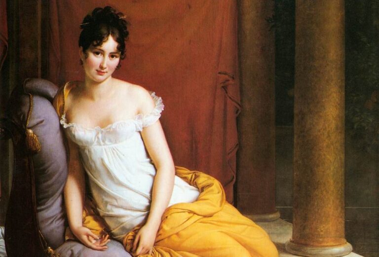 homewear in art: Francois Gerard, Portrait of Juliette Recamier, 1805, Carnavalet Museum, Paris, France.
