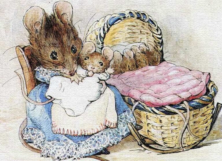 Beatrix Potter illustration: Beatrix Potter, Hunca Munca and her Babies, illustration to Tale of Two Bad Mice. Courtesy of Frederick Warne & Co. 2010.

