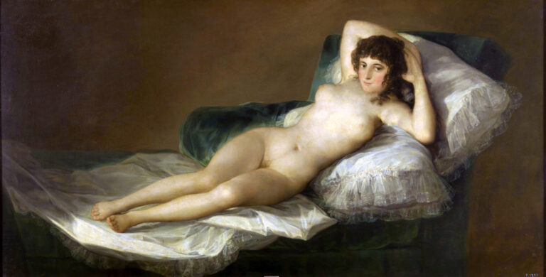 nude maja: Francisco Goya, The Nude Maja, c. 1797–1800, Museo del Prado, Madrid

