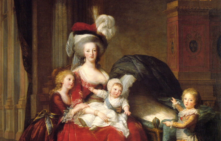 Rococo Beauty Guide: Elisabeth Vigee Lebrun, Portrait of Marie Antoinette with children, 1787, Palace of Versailles, Versailles, France. Detail.
