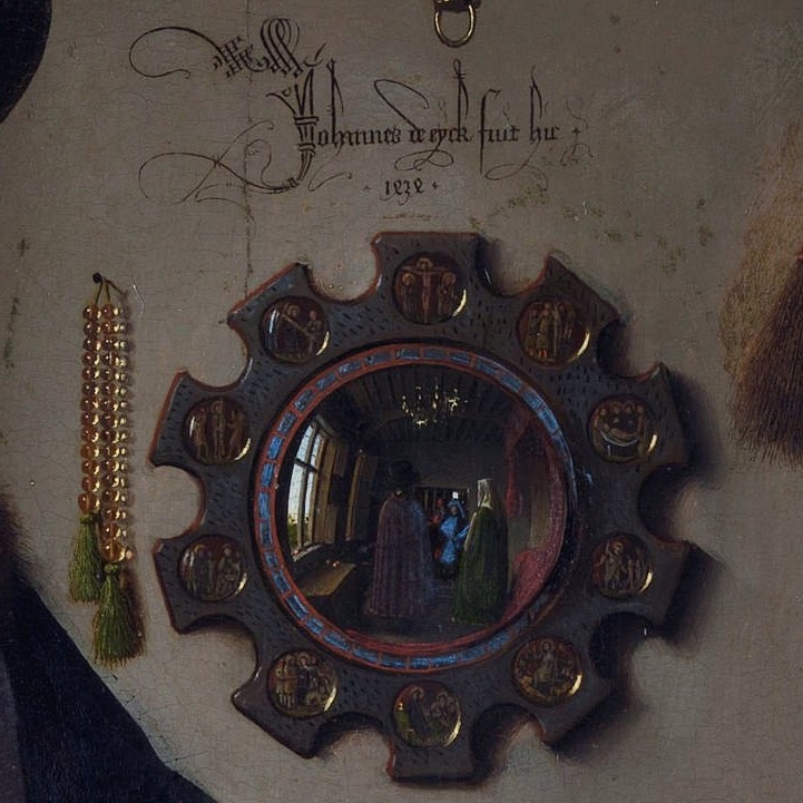 Jan van Eyck, Portrait of Giovanni(?) Arnolfini and his Wife (detail), 1434, The National Gallery, London, England.