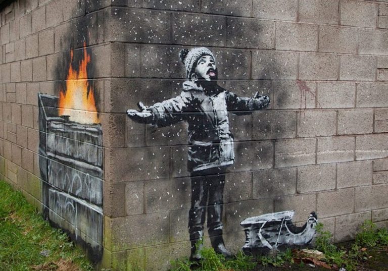 Banksy Season's greetings: Banksy, Season’s Greetings, 2018, Port Talbot, UK. Artist’s website. Detail.
